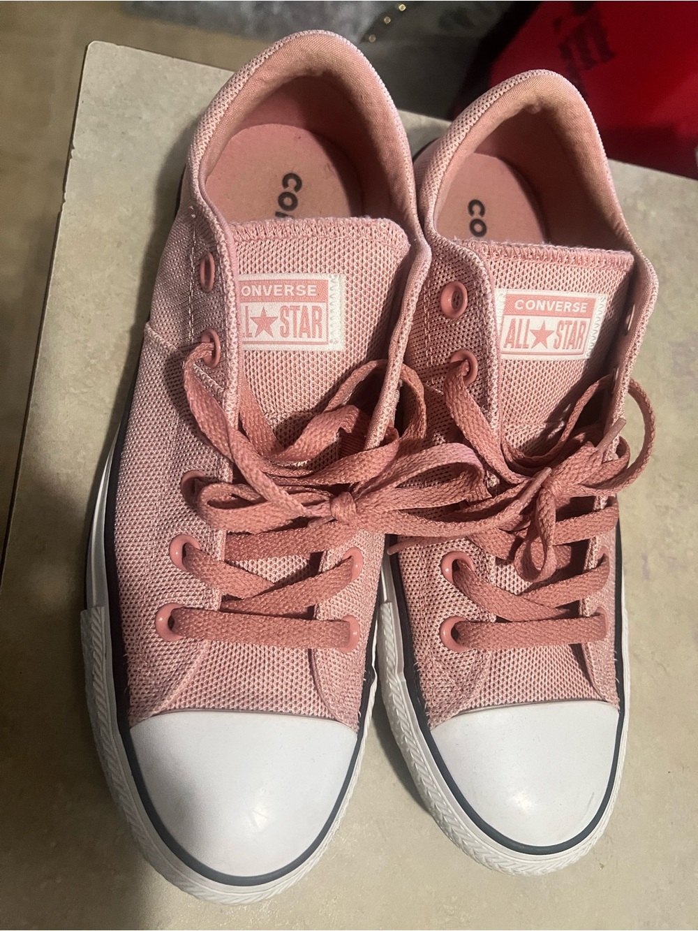 Converse Low Top Sneakers in Blush Pink and White
